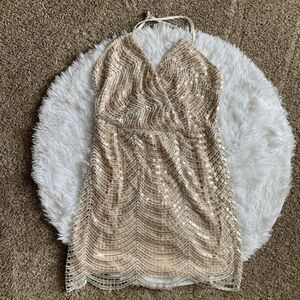 Lulu’s Silver Sequin Dress Stretch Womens Size XL‎
